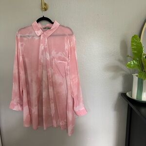 Dip Breezy Button Down Pink Tie-Dye Shirt